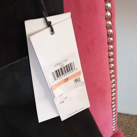 Calvin Klein Sleeveless Fit and Flare Dress with Faux Leather Trim - Picture 2 of 9